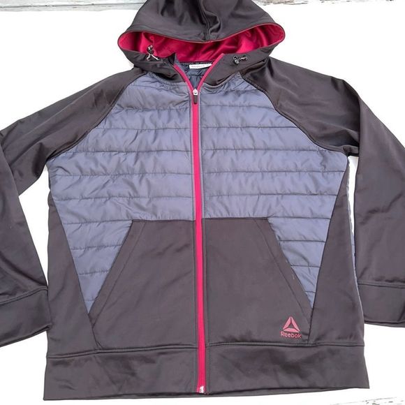 Reebok men’s black hooded coat size Large - Picture 1 of 6